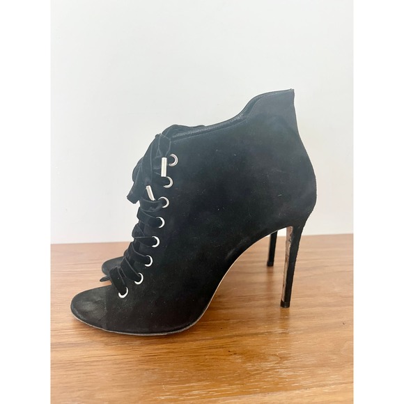 Jimmy Choo Mavy Suede Lace Up Open Toe Ankle Bootie Black Women's Size 39.5 / 9 - Picture 8 of 13